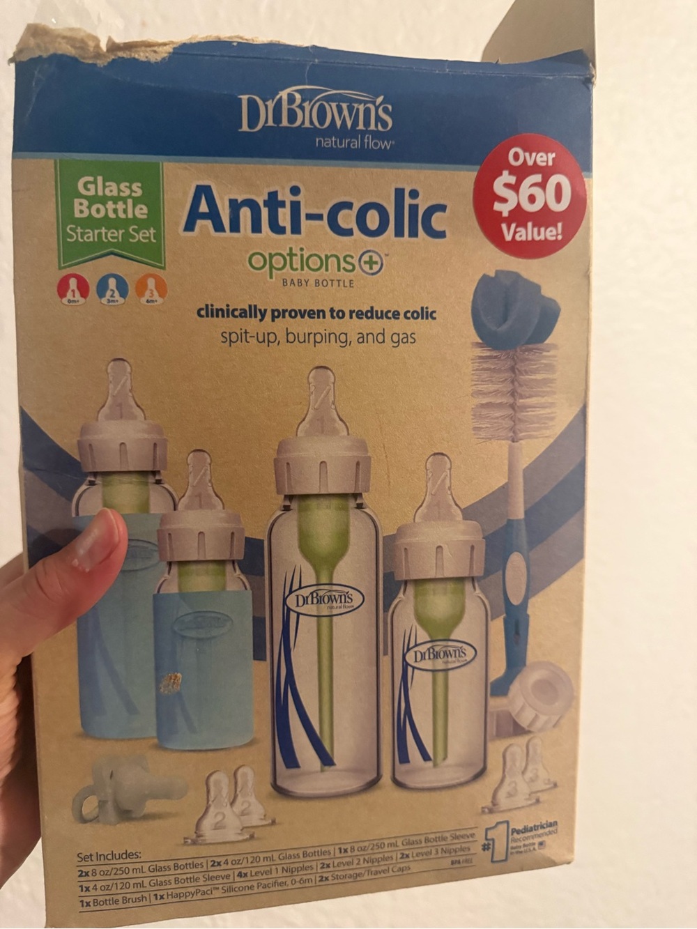 Anti-Colic Glass Bottle Starter Set - Blue